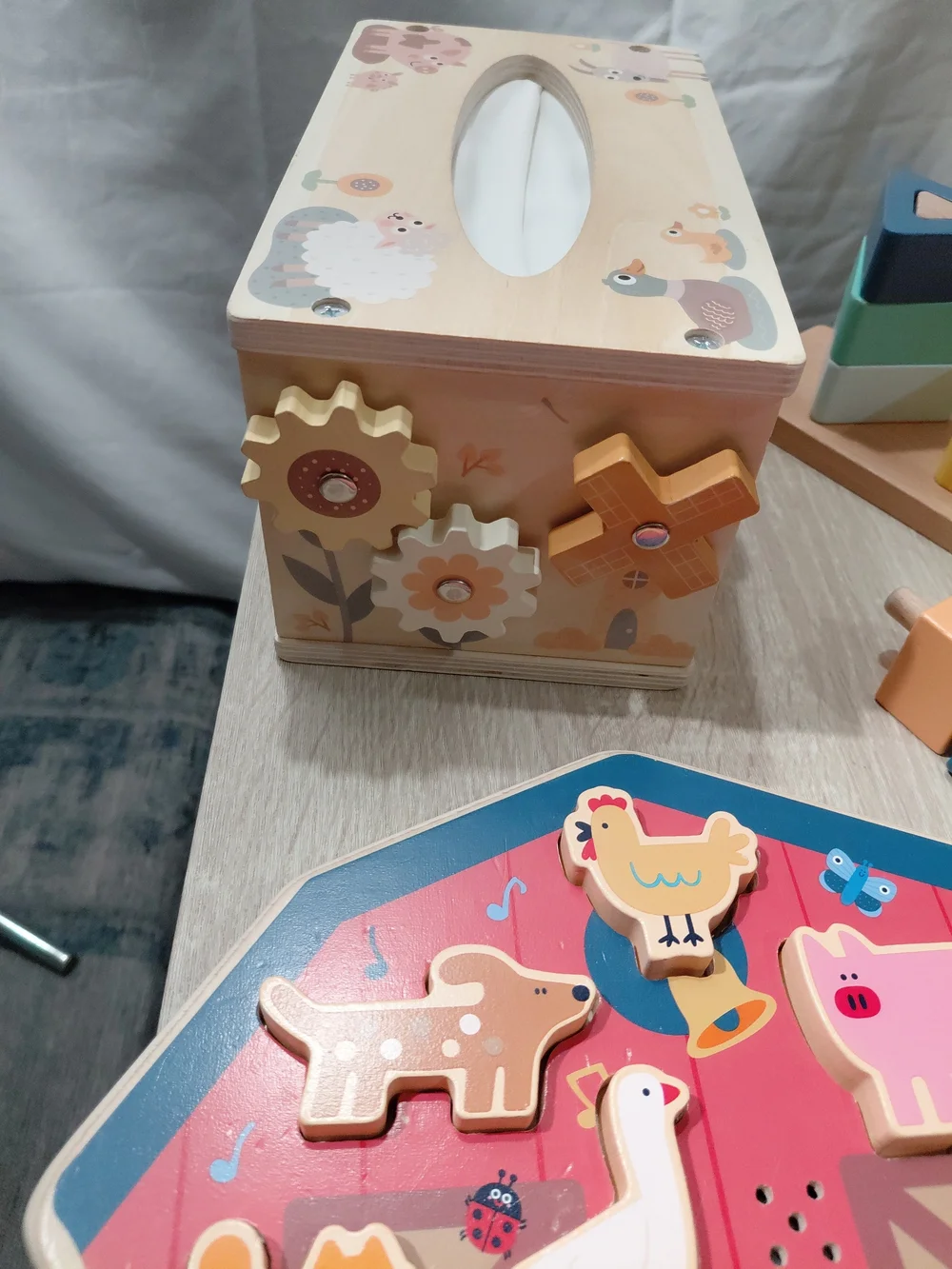 Wooden Farm Animal Puzzle & Stacking Toy Set - Multicolor
